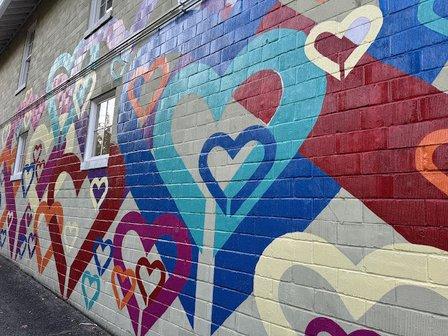 Rustic Love Hearts and Home Mural